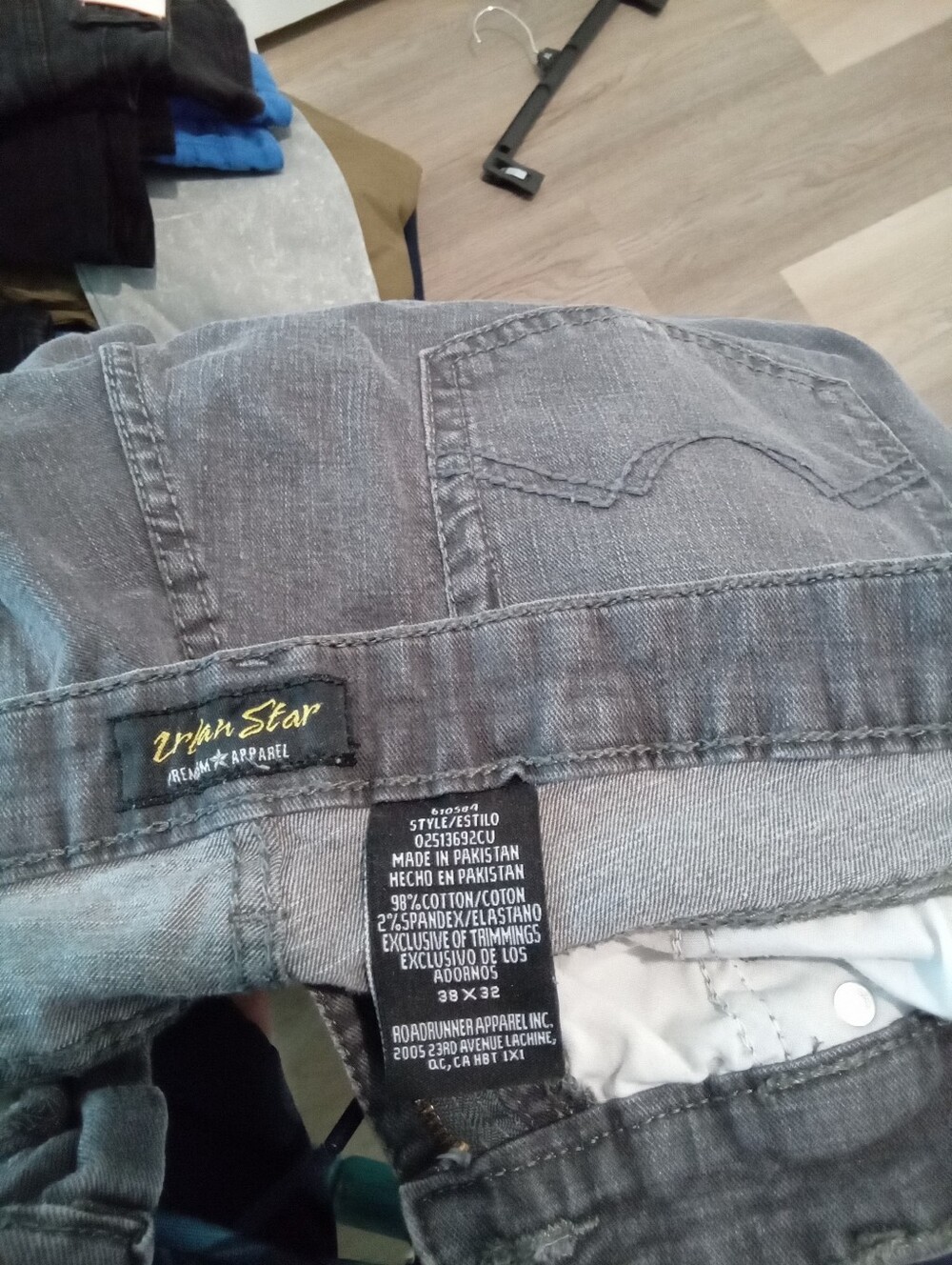 Urban Star Men's Relaxed Fit Straight Leg Stretch Jeans Grey Size 38x32 - Picture 5 of 6